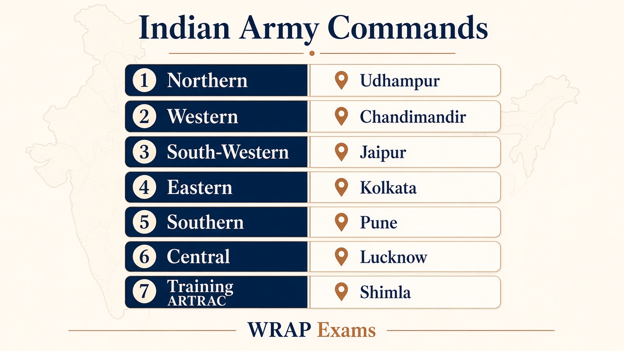 Indian Army commands and headquarters list for Prelims