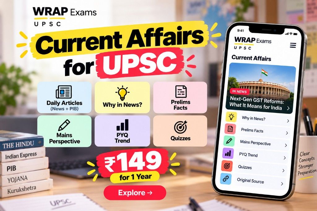 Current affairs for UPSC — news, PIB, PYQ trend, quizzes · ₹149/year